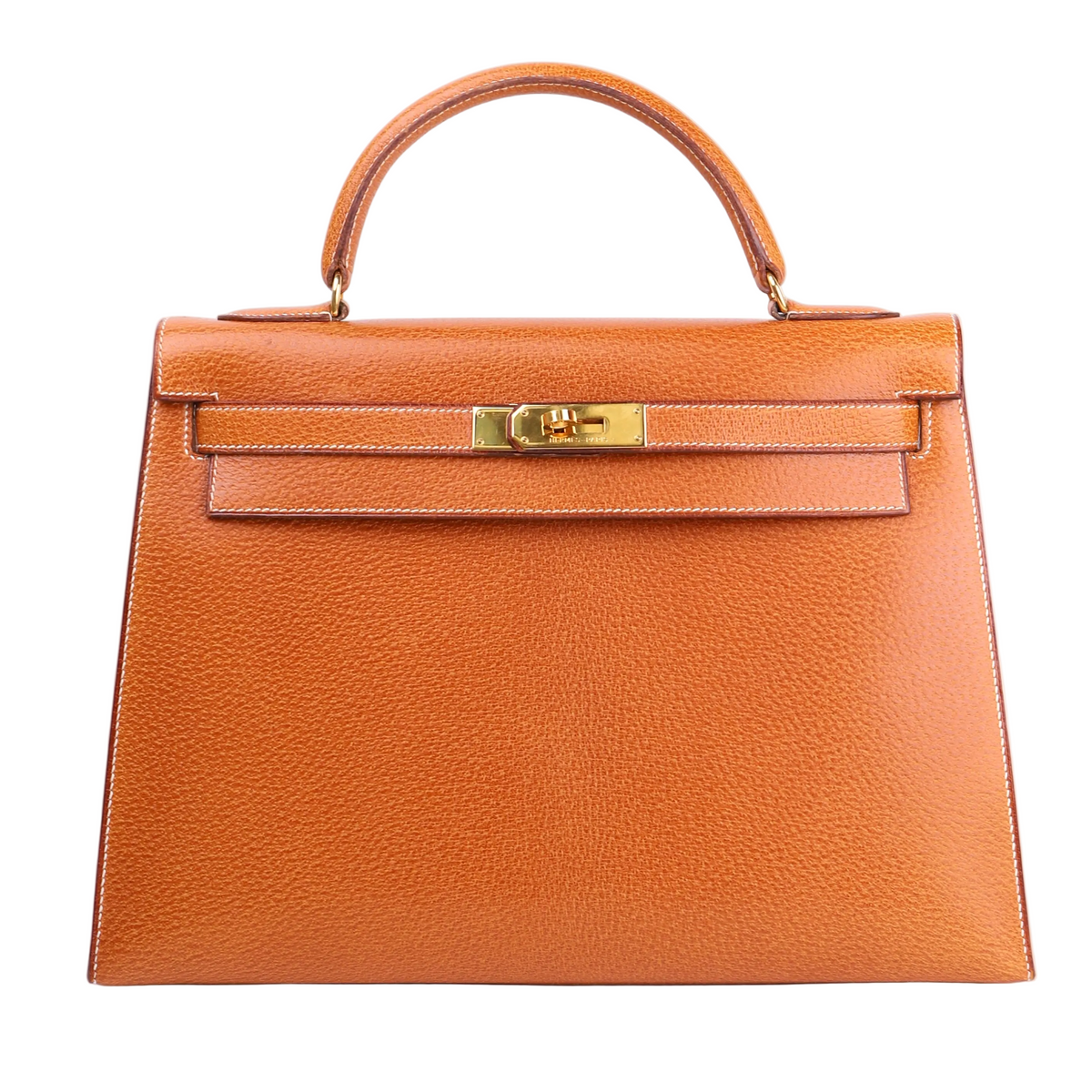 Hermes Kelly 32 in Peau De Porc/Pig Skin Gold 1991 GHW,front view