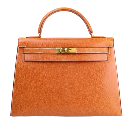 Hermes Kelly 32 in Peau De Porc/Pig Skin Gold 1991 GHW,front view