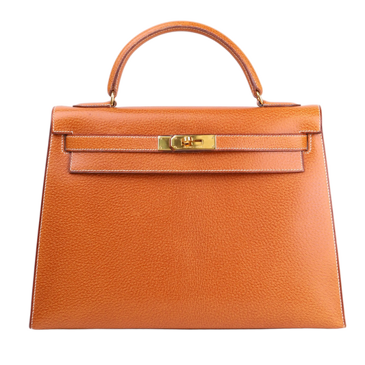 Hermes Kelly 32 in Peau De Porc/Pig Skin Gold 1991 GHW,front view