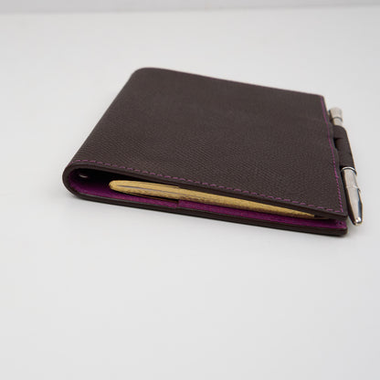 Hemres| Journal Case Passport Cover  Epsom Chocolat Cyclamen 2006