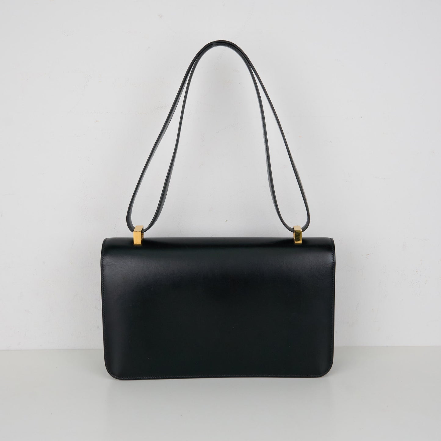 Hermes |Vintage  Ring Shoulder Bag box calf  Black 1991