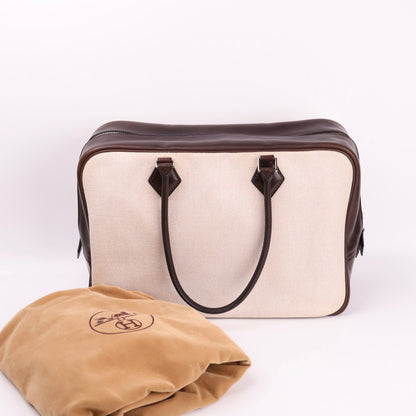 Hermes Plume 32 Handbag in Box Calf/Canvas Ebene 2002,full view