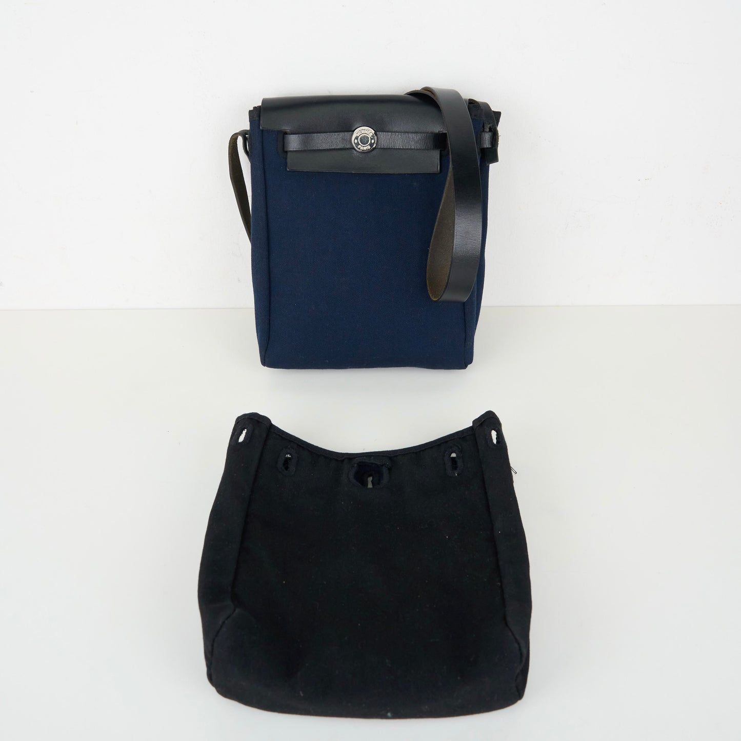 Hermes｜  Mini  Herbag Shoulder Bag Navy Black 2004