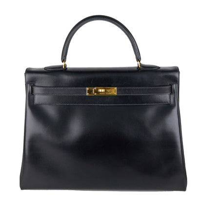 Hermes｜ Kelly 35 Handbag  Box Calf  Black 1993