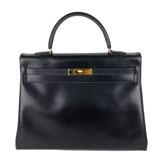 Hermes｜ Kelly 35 Handbag  Box Calf  Black 1993