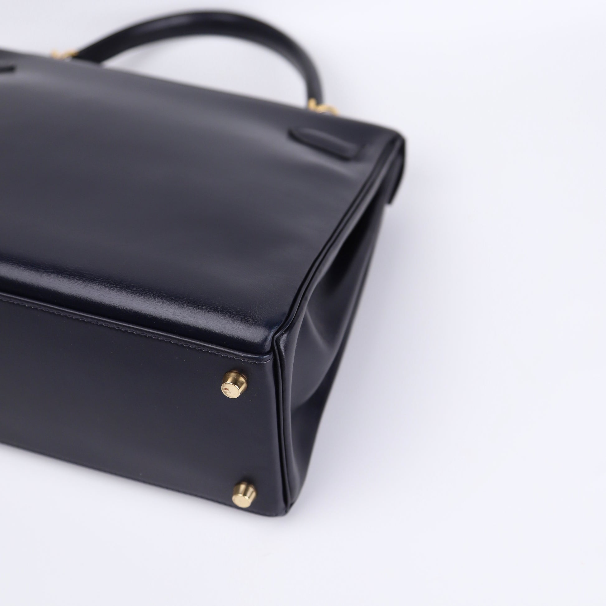 Hermes Kelly 32 in Box Calf Blue Marine 2000,corner4