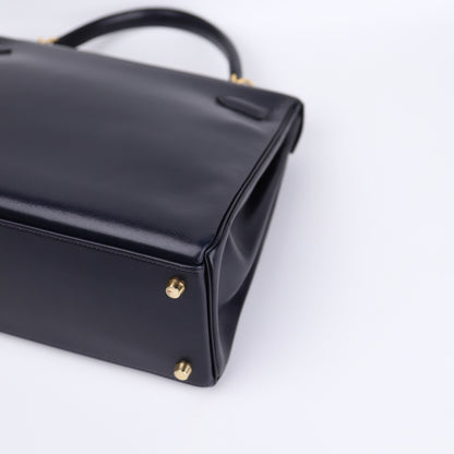 Hermes Kelly 32 in Box Calf Blue Marine 2000,corner4