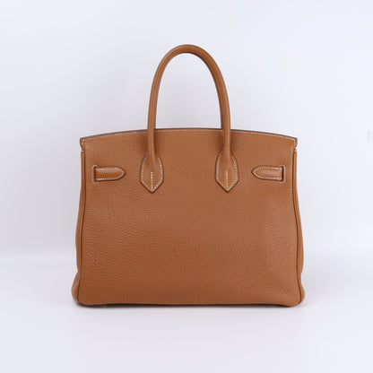 Hermes Birkin 30 Handbag in Togo Gold 2008, back view