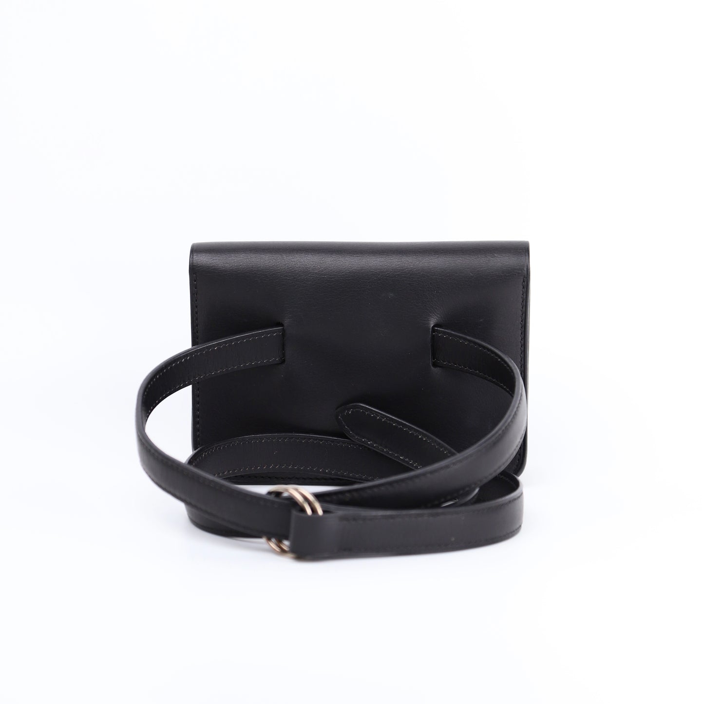 Hermes Pochette Green Belt Bag in Black Barenia 2000, back view
