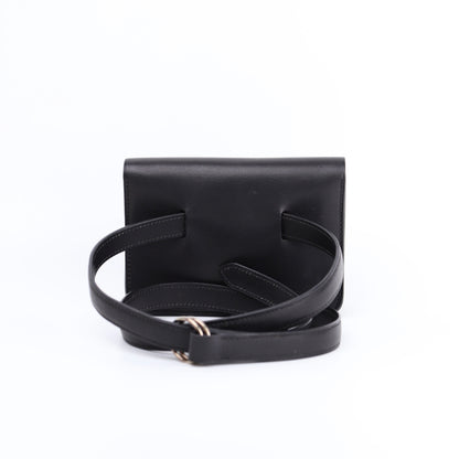 Hermes Pochette Green Belt Bag in Black Barenia 2000, back view