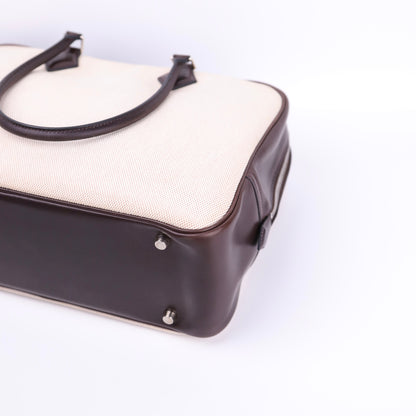 Hermes Plume 32 Handbag in Box Calf/Canvas Ebene 2002,corner2