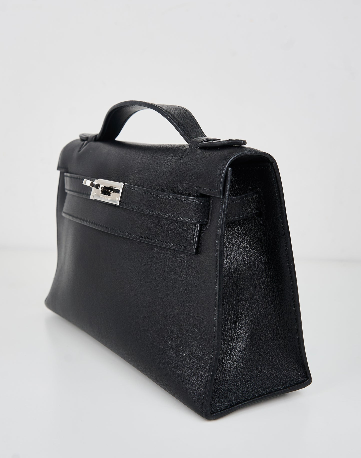 Hermes｜Kelly Pochette Black Handbag Evergrain 2006