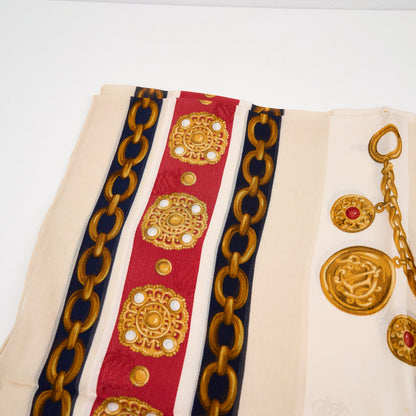 Christian Dior |  Vintage  beige Jewelry Motif Silk Scarf