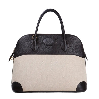 Hermès Bolide 35 2-way handbag in Ebene Taurillon Clemence and Toile, front view