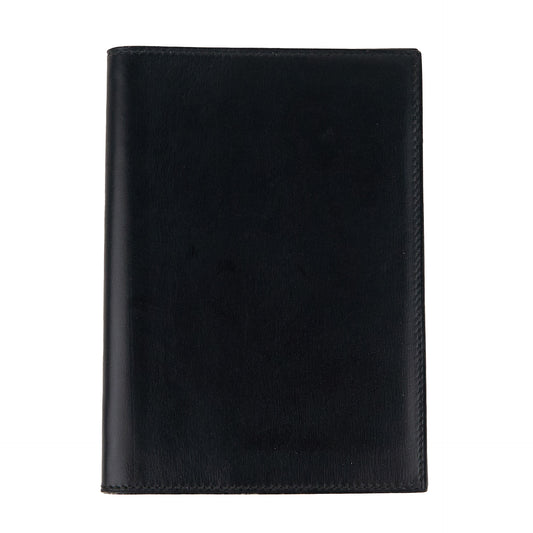 Hermes| Journal Case Passport Cover Black Box Calf 1997