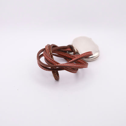 Hermes Silver 925 Pill Case Necklace，leather 