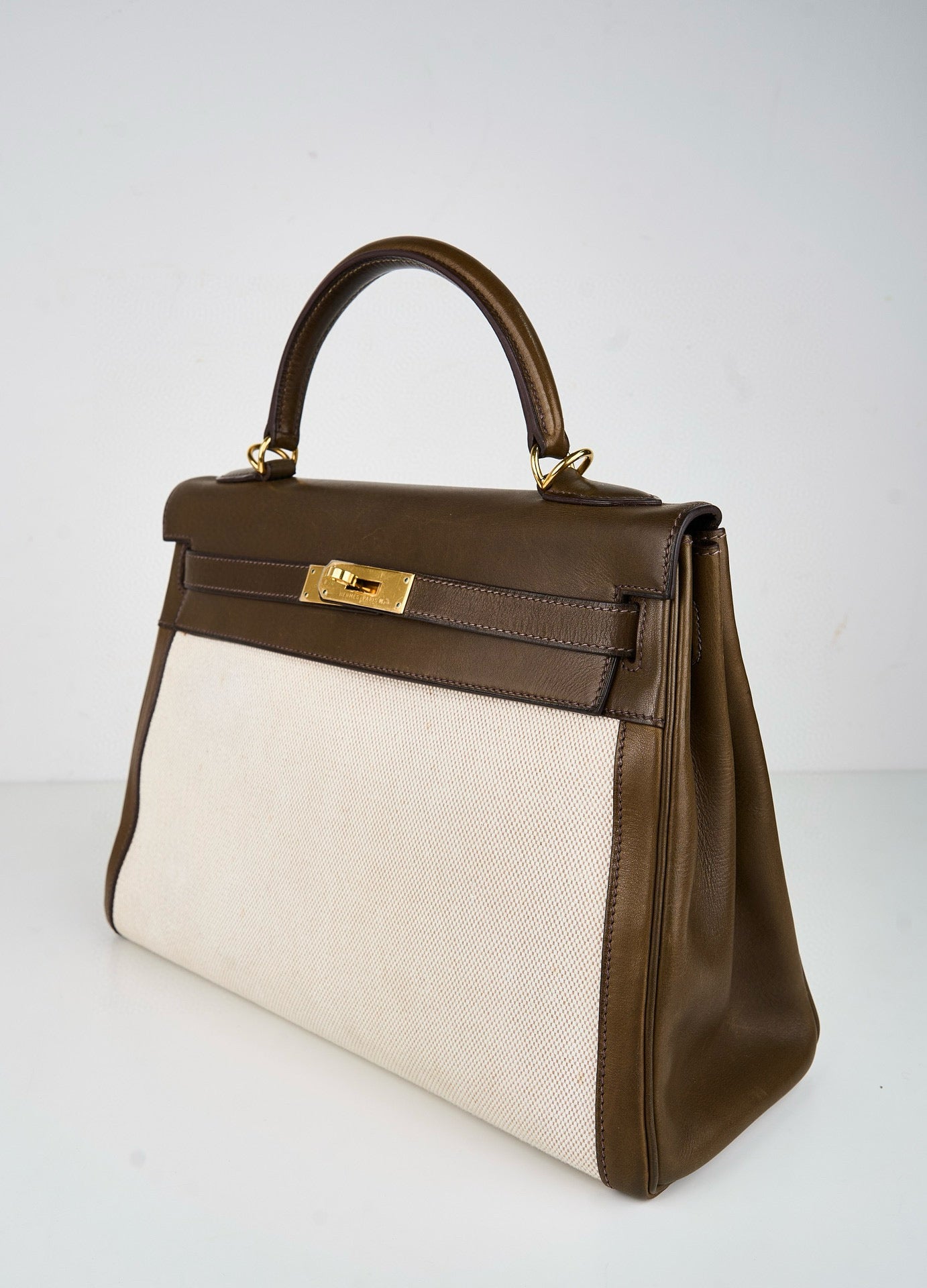 Hermes｜Kelly 32 Handbag Olive green Barenia Canvas 2002