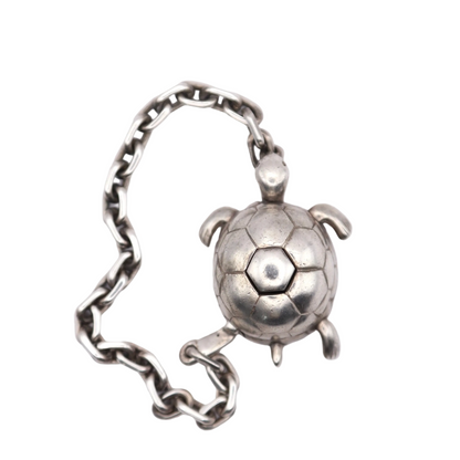 Hermes | S925 Silver Chain Key Holder Bag Charm Turtle