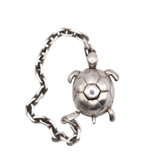 Hermes | S925 Silver Chain Key Holder Bag Charm Turtle