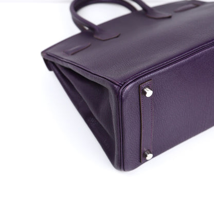 Hermès Birkin 30 Handbag in Chèvre Raisin/Lilas, corner  view 3