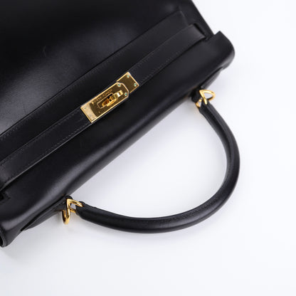 Hermes Kelly 32 Handbag in Box Calf Black 2000, handle