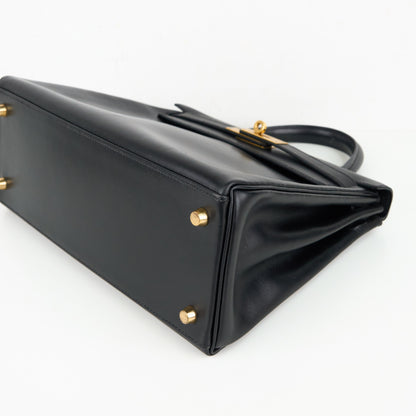 Hermes｜ Kelly 28 Handbag Box calf  Black 2000