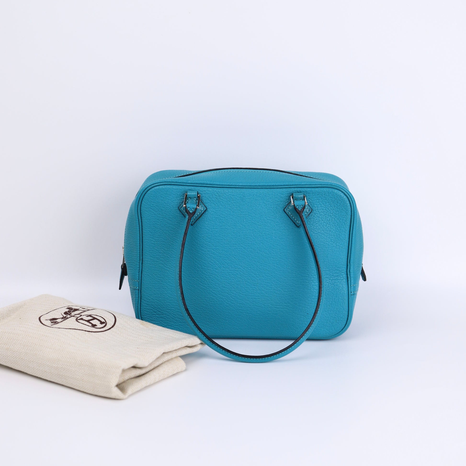Hermes Plume Mini Handbag in Turquoise Chevre 2004, full view