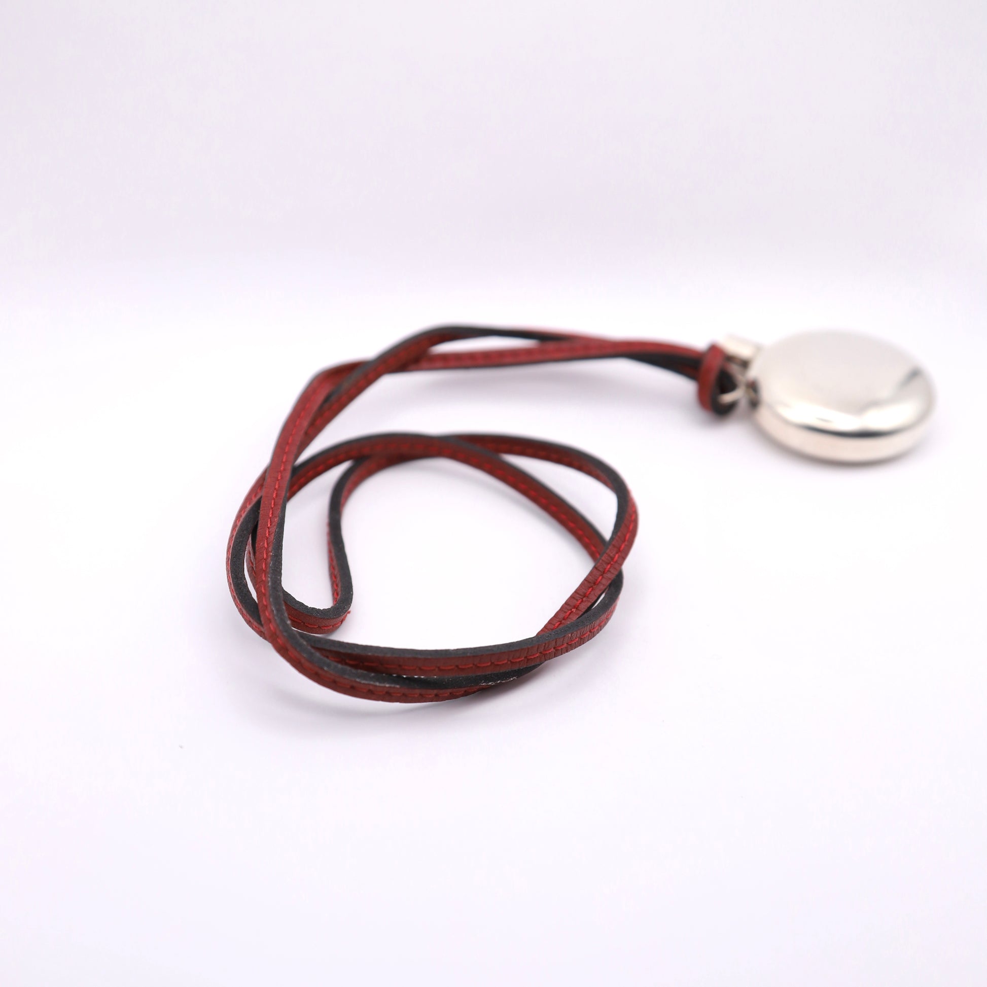 Hermes 2004 Limited Sterling Silver Perfume Bottle Pendant Necklace，leather