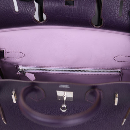 Hermès Birkin 30 Handbag in Chèvre Raisin/Lilas,inside zipper