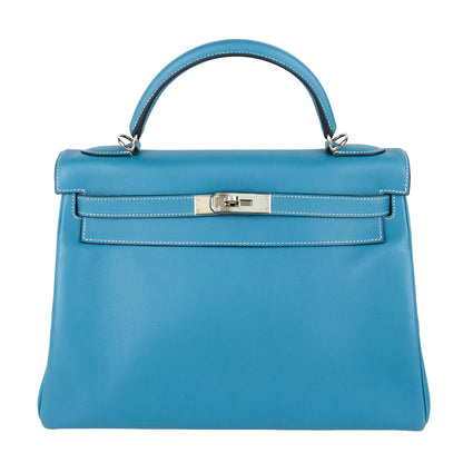 Hermes｜ Kelly 32 Handbag Blue Jean Swift 2005