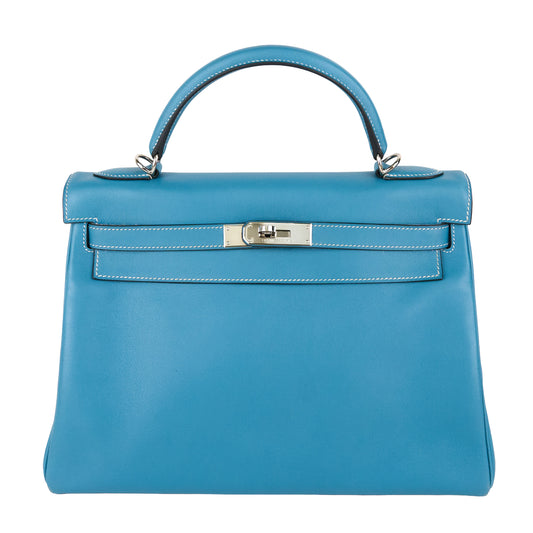 Hermes｜ Kelly 32 Handbag Blue Jean Swift 2005
