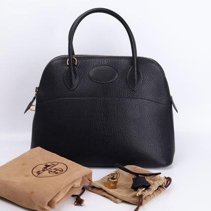 Hermes Bolide 31 in Chevre Bleu Indigo 2000, full view