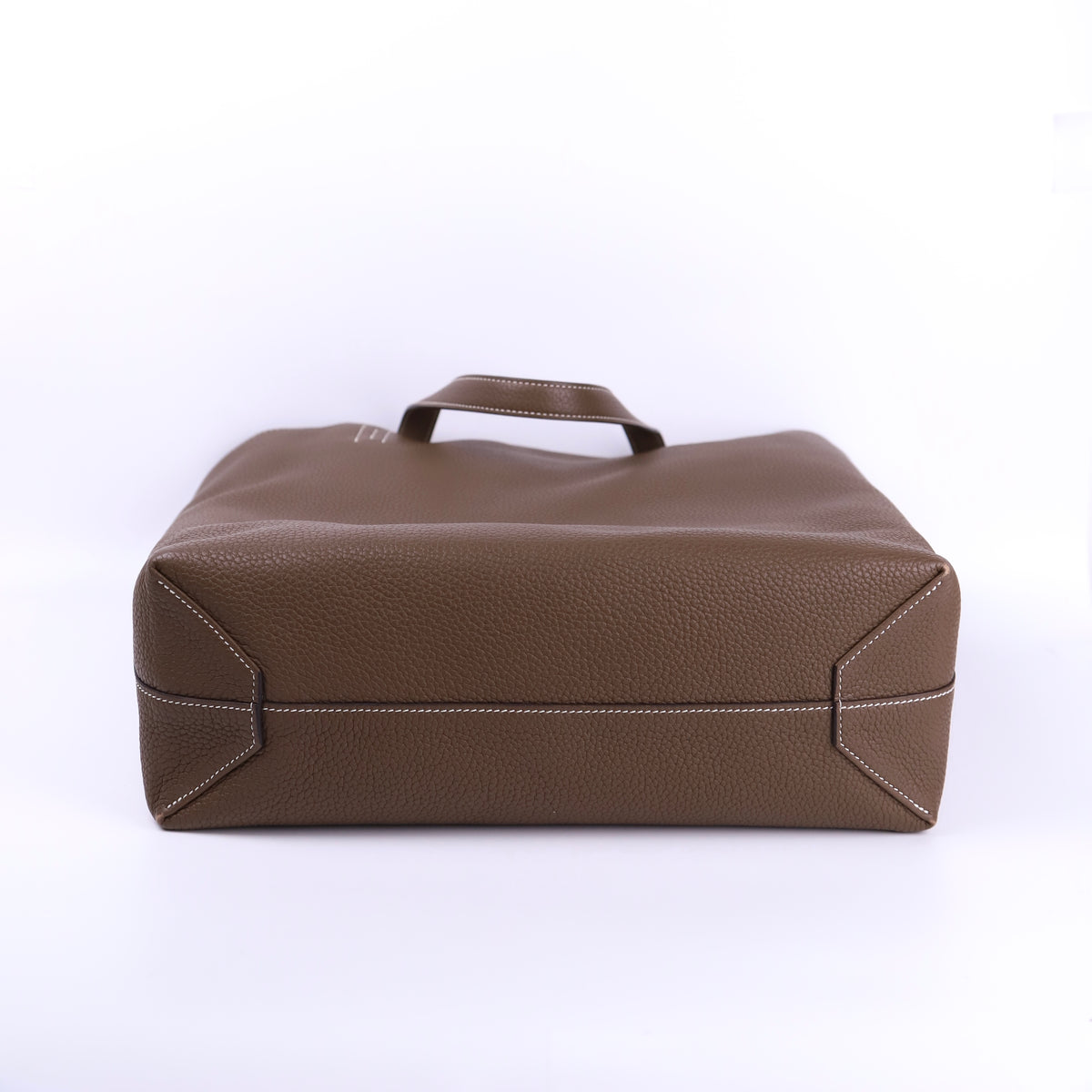 Hermes Double Sens 36 Tote Handbag in Etoupe Taurillon Clemence/Swift 2014, bottom