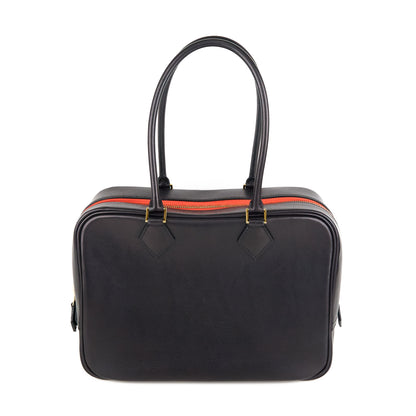 Hermes｜Plume 28 Handbag Evergrain  Black/Orange Poppy  2016