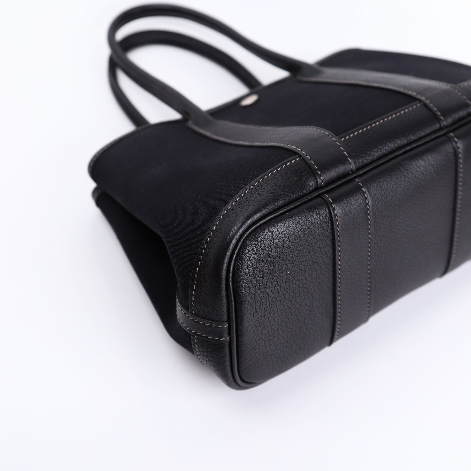 Hermes Garden Party TTPM Handbag in Black Buffalo/Canvas 2004,corner1