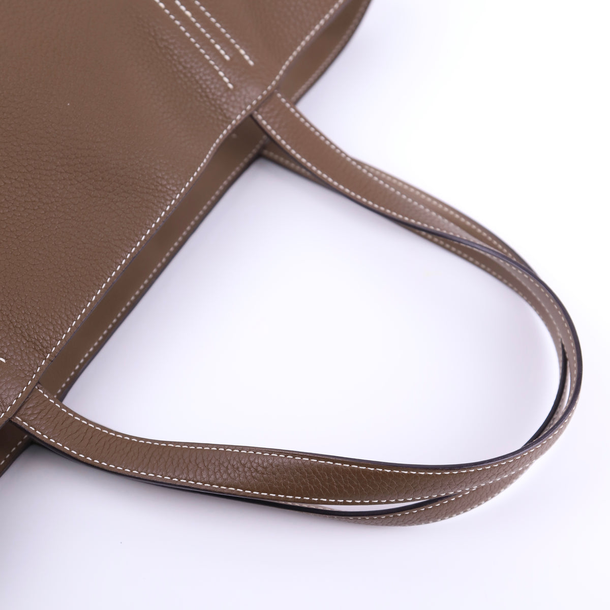 Hermes Double Sens 36 Tote Handbag in Etoupe Taurillon Clemence/Swift 2014,handle