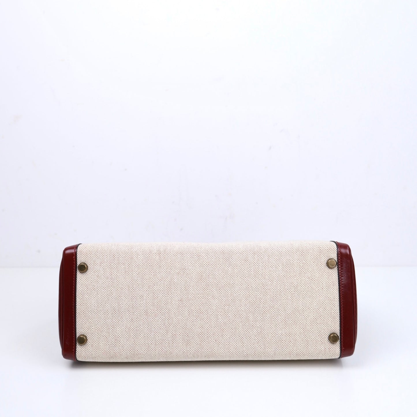 Hermes｜Kelly 32 Handbag Burgundy Box Calf Canvas 1984