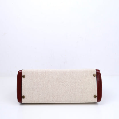 Hermes｜Kelly 32 Handbag Burgundy Box Calf Canvas 1984