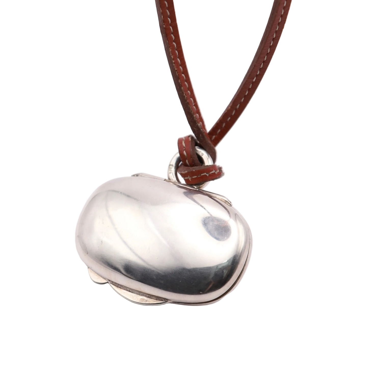 Hermes Silver 925 Pill Case Necklace，front view