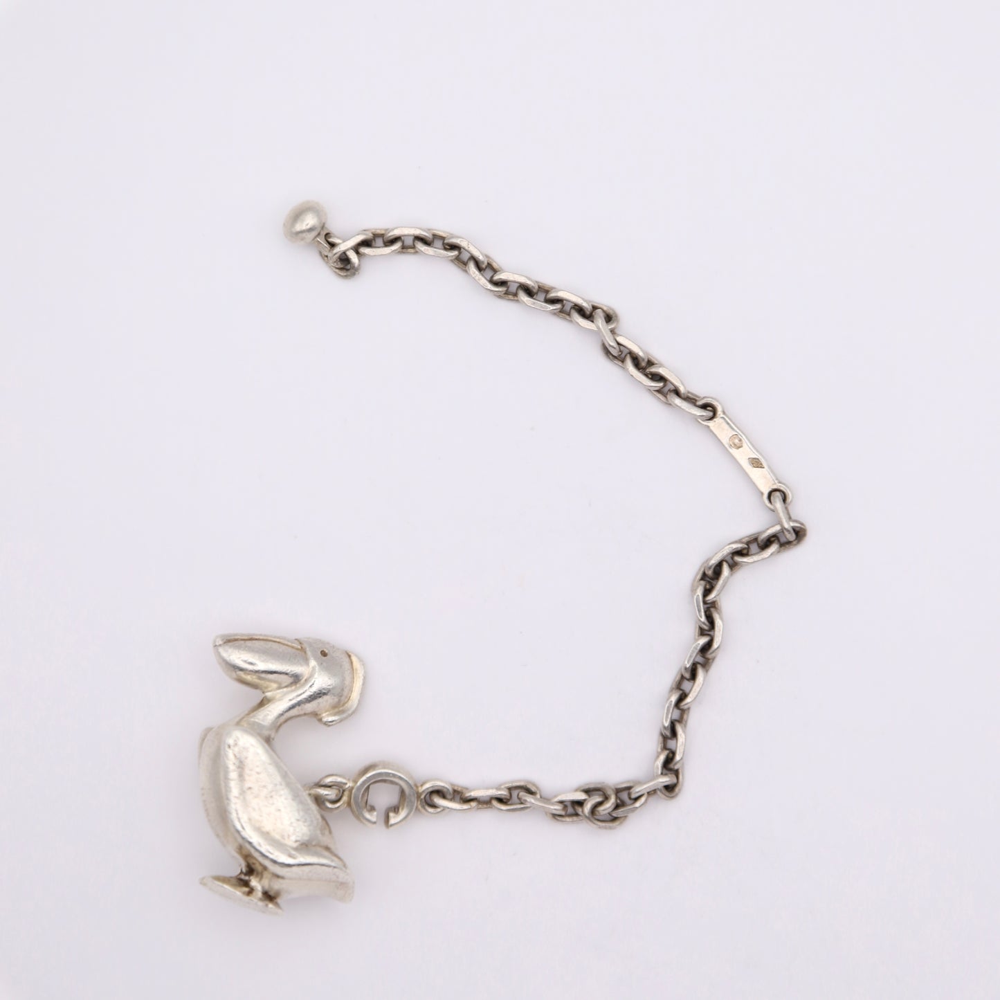 Hermes S925 Silver Pelican Chain Key Holder / Bag Charm, chain