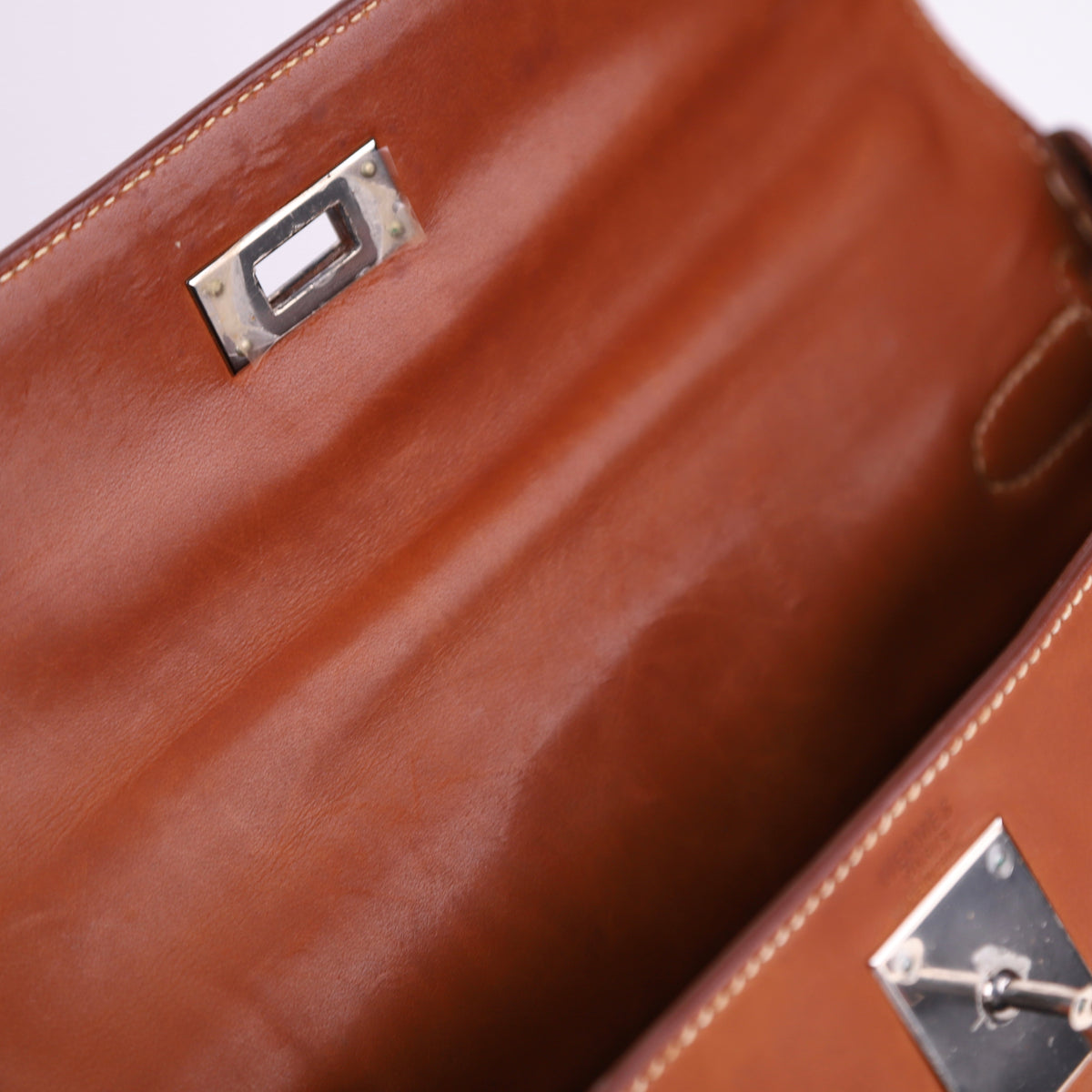 Hermes Kelly Ado GM Backpack in Barenia/Canvas Fauve 2001 PHW,inside