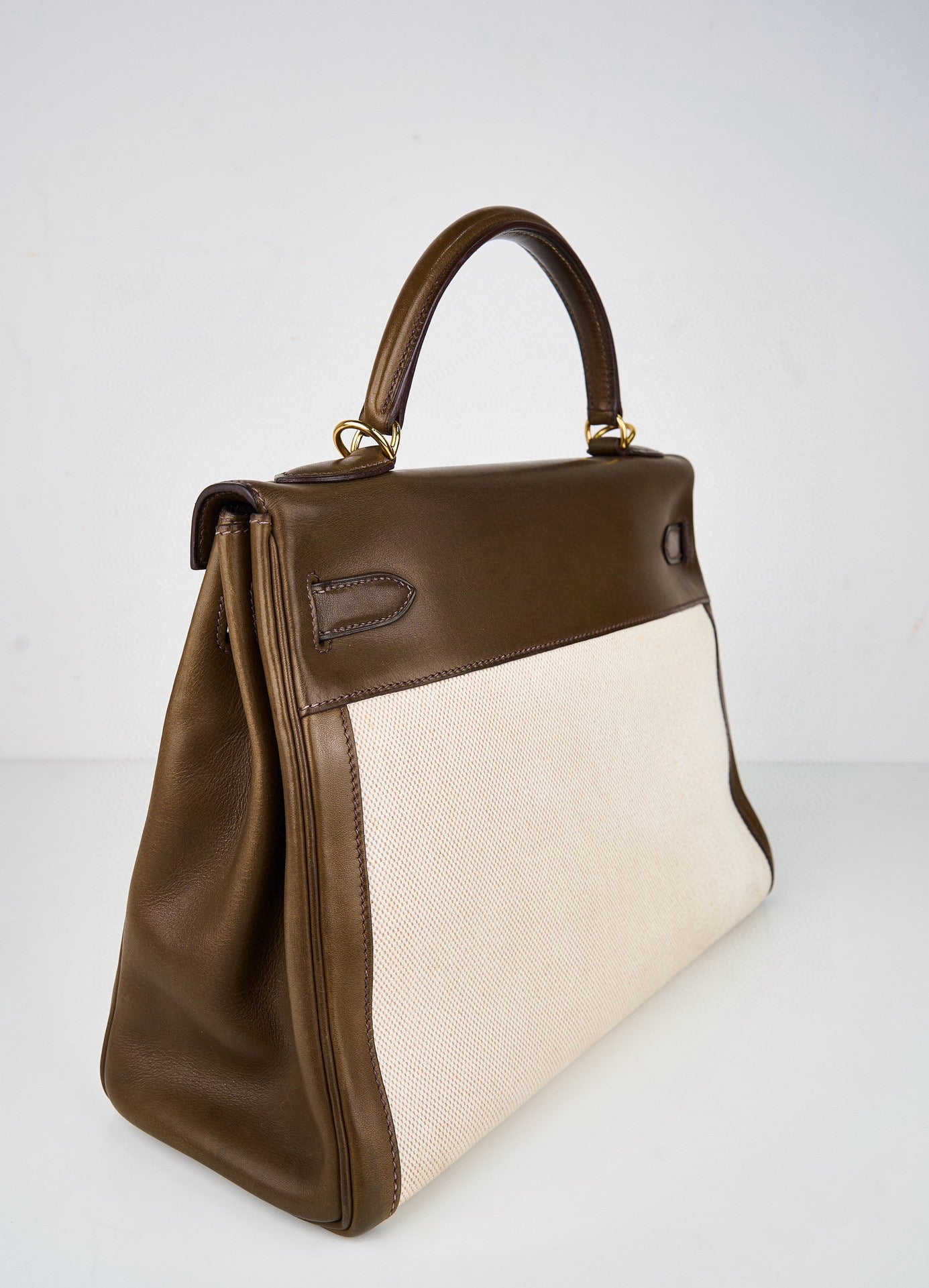 Hermes｜Kelly 32 Handbag Olive green Barenia Canvas 2002