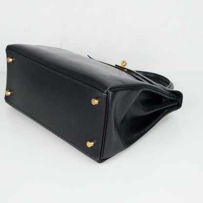 Hermes｜ Kelly28 Handbag Box calf Black 1998