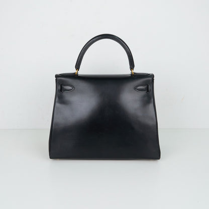 Hermes｜ Kelly28 Handbag Box calf Black 1998