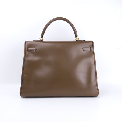 Hermes Kelly 35 Handbag Box Calf Olive Vert 2008, back view
