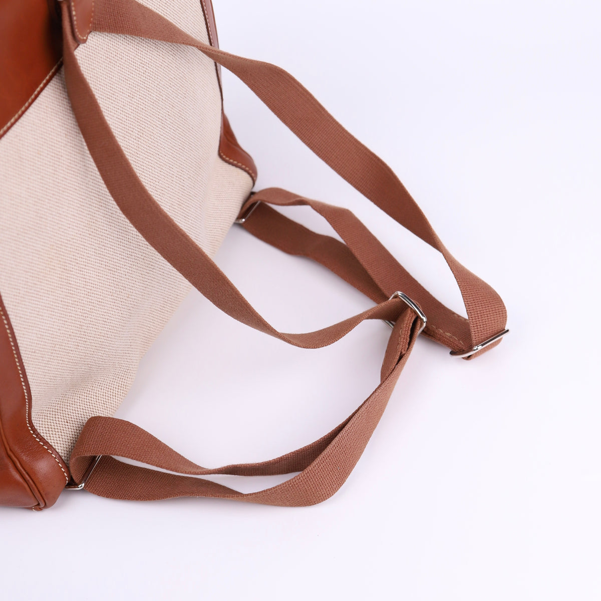 Hermes Kelly Ado GM Backpack in Barenia/Canvas Fauve 2001 PHW, shoulder stap
