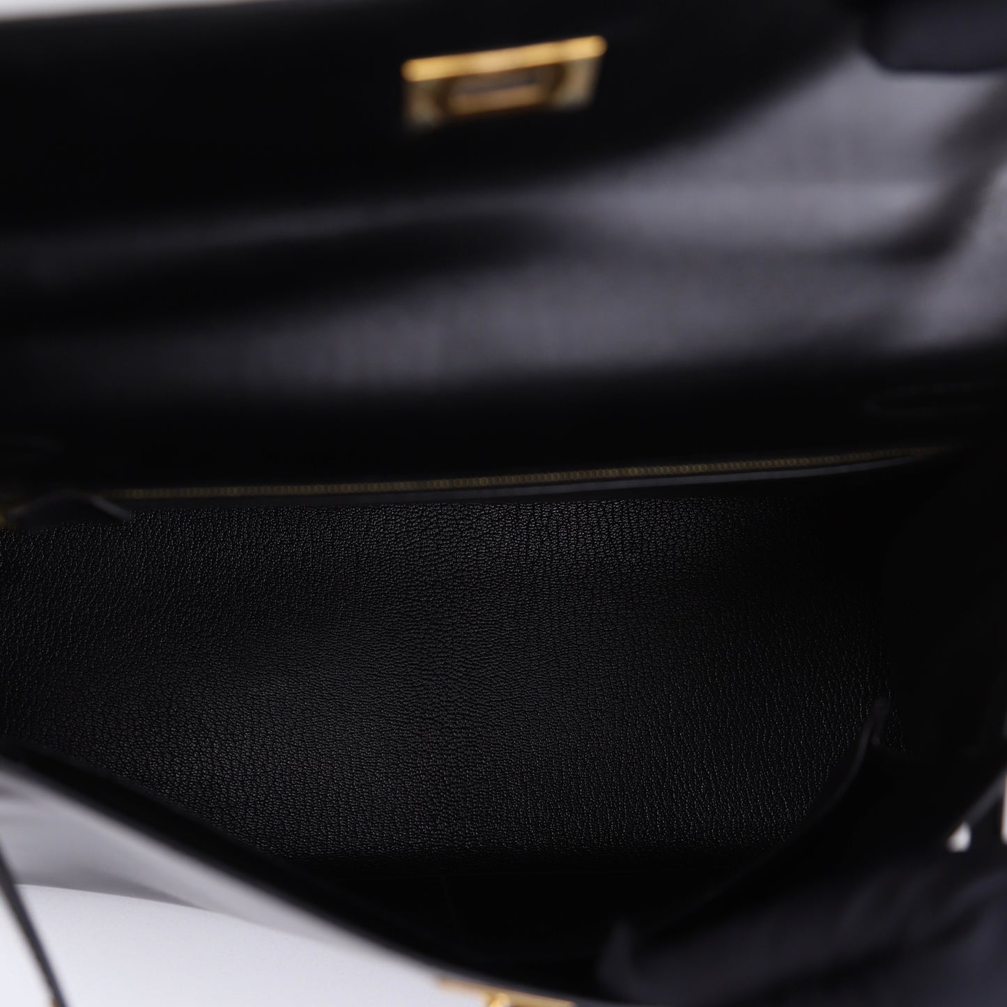 Hermes Kelly 32 Handbag in Box Calf Black 2000,inside
