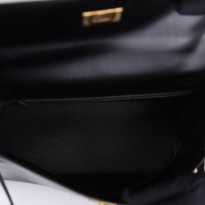 Hermes Kelly 32 Handbag in Box Calf Black 2000,inside