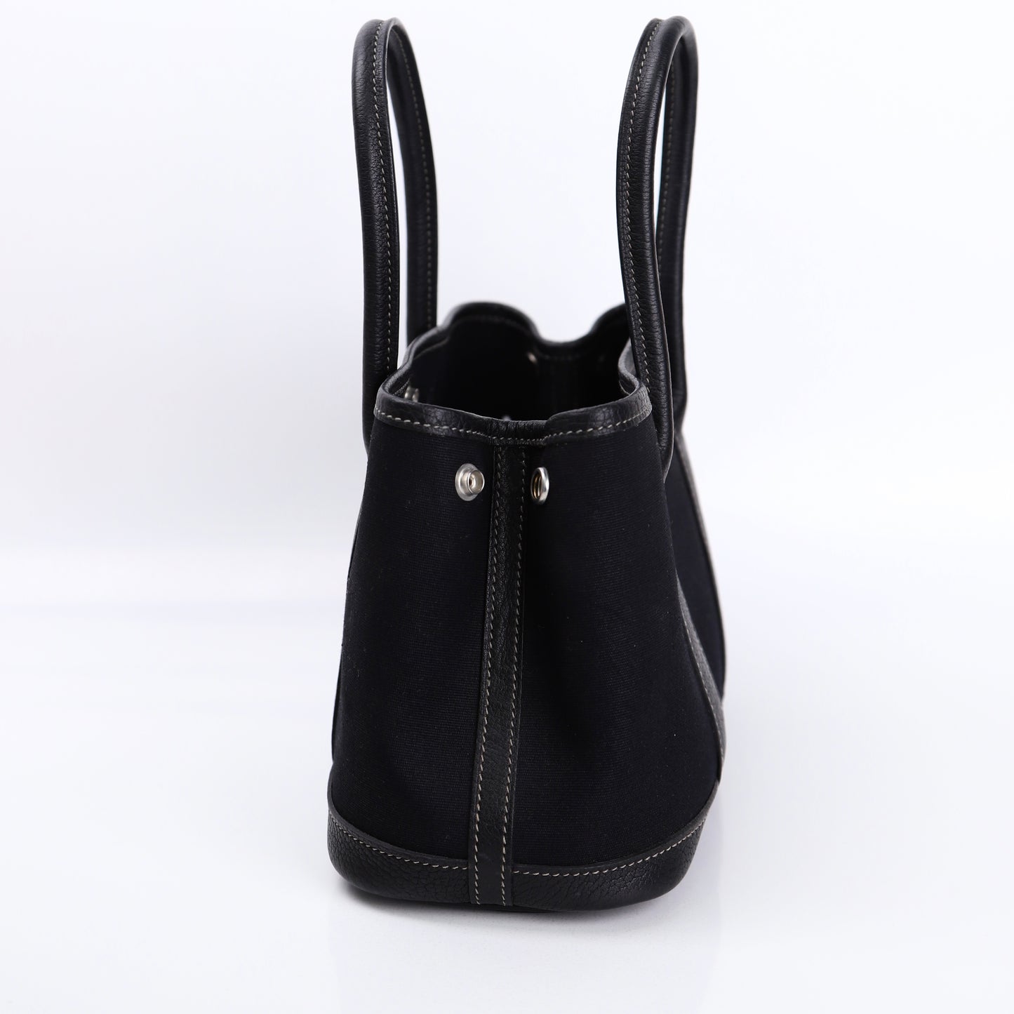 Hermes Garden Party TTPM Handbag in Black Buffalo/Canvas 2004, left side