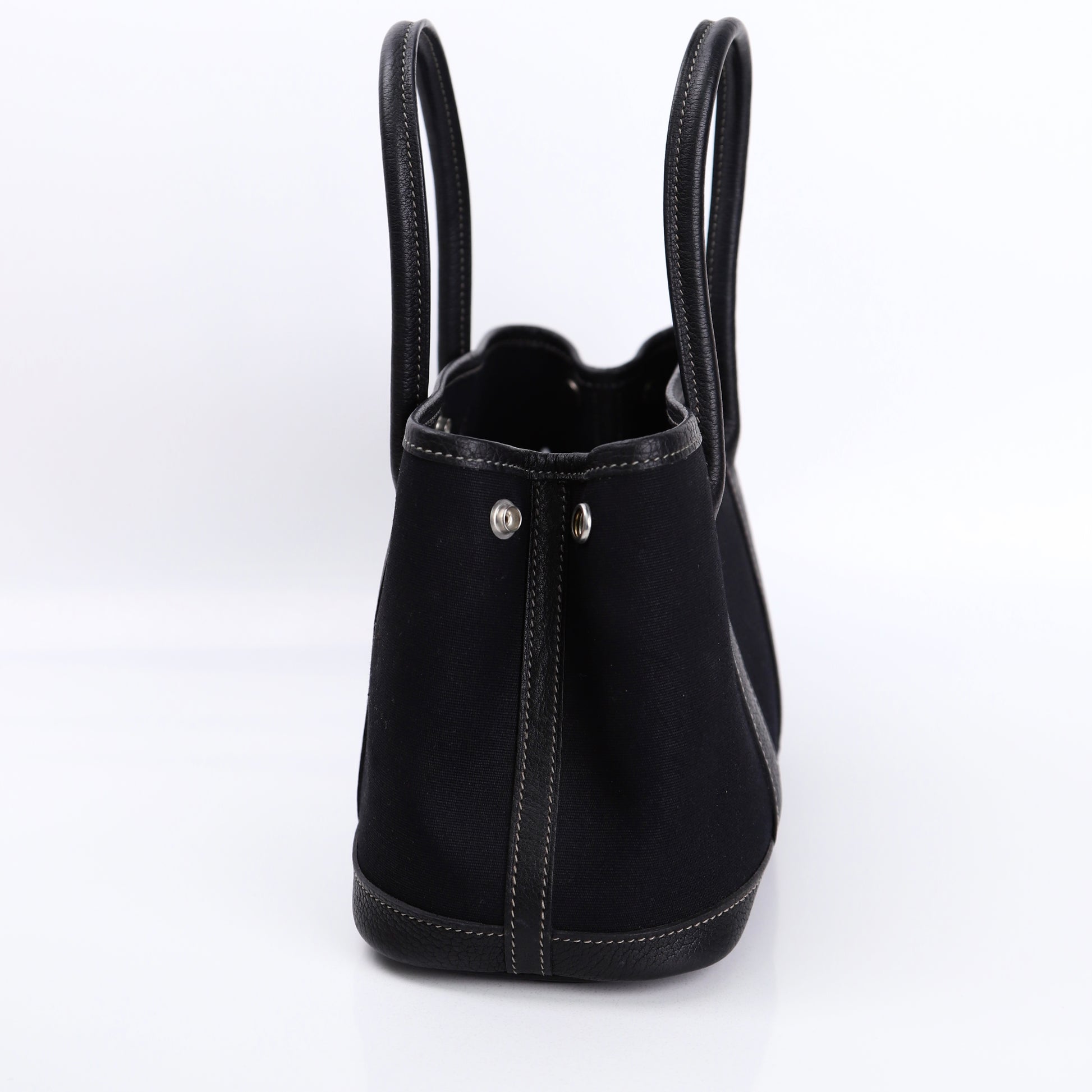 Hermes Garden Party TTPM Handbag in Black Buffalo/Canvas 2004, left side